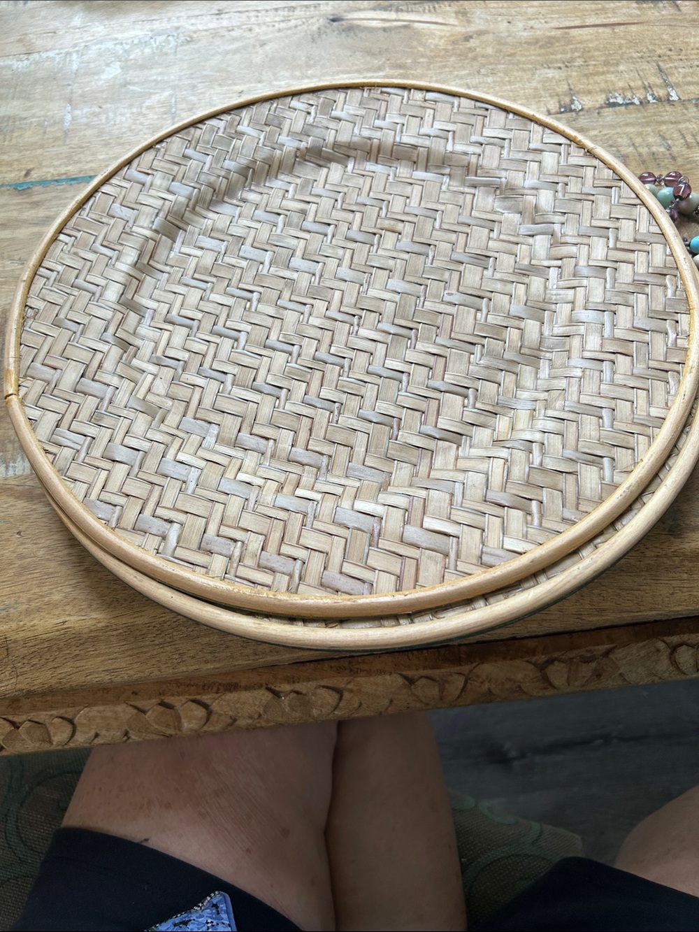 Woven Rattan Round Cotton Charger plates from Pier 1